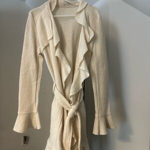 Cream Ruffled Cardigan